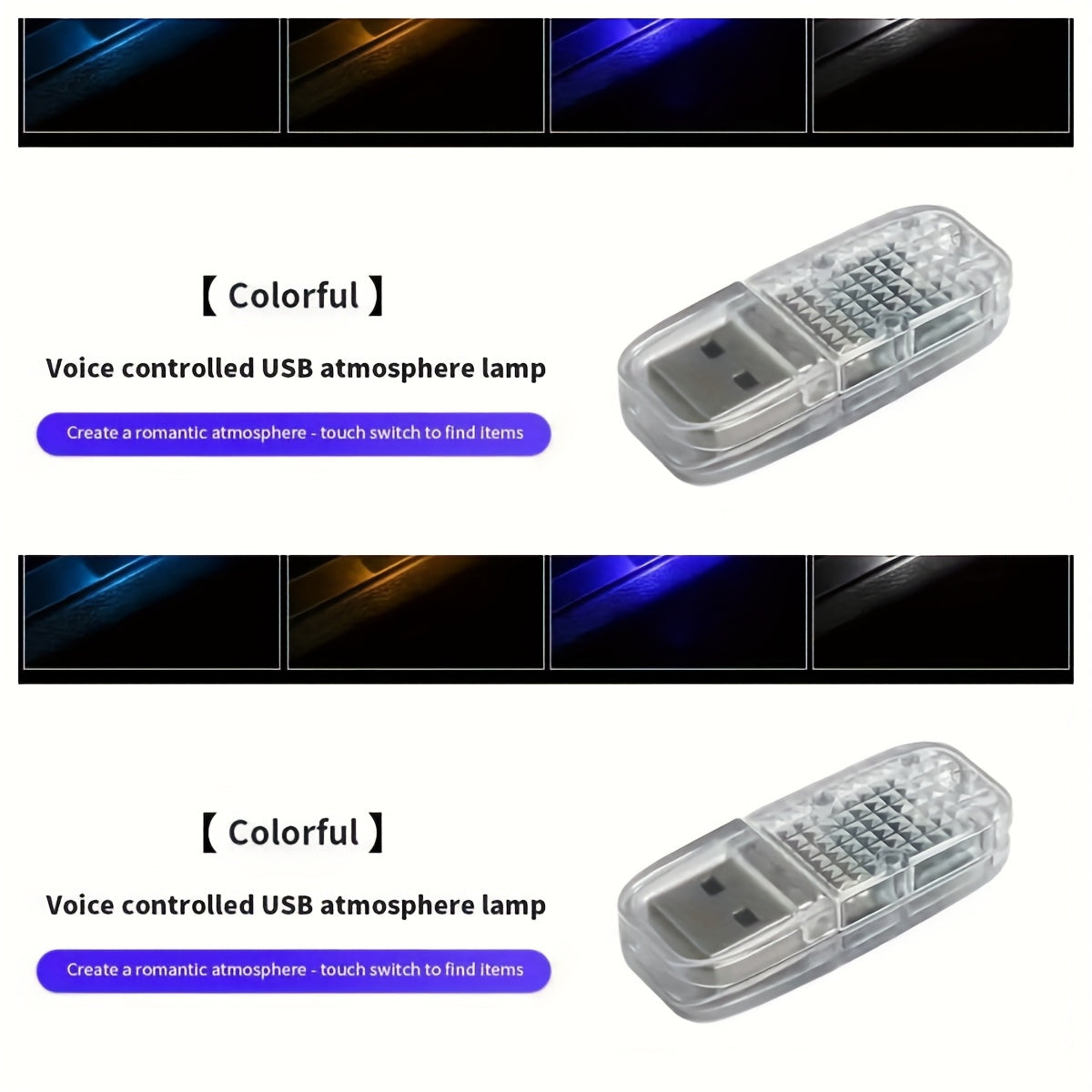 Car Interior LED Atmosphere Light RGB Mini Night Lamp Portable Car Accessory