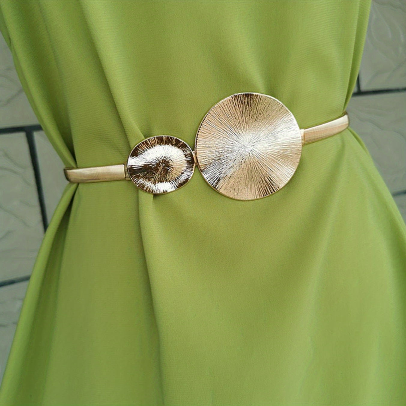 Women's Dress with Gold Belt Embellishment for Formal Events