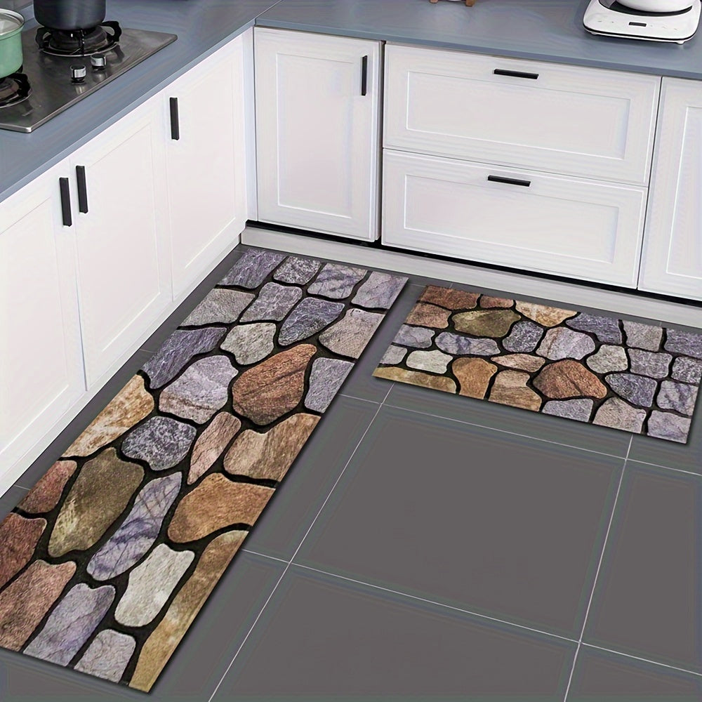 Pebble Patterned Absorbent Non-Slip Floor Mat for Kitchen Bathroom Bedroom