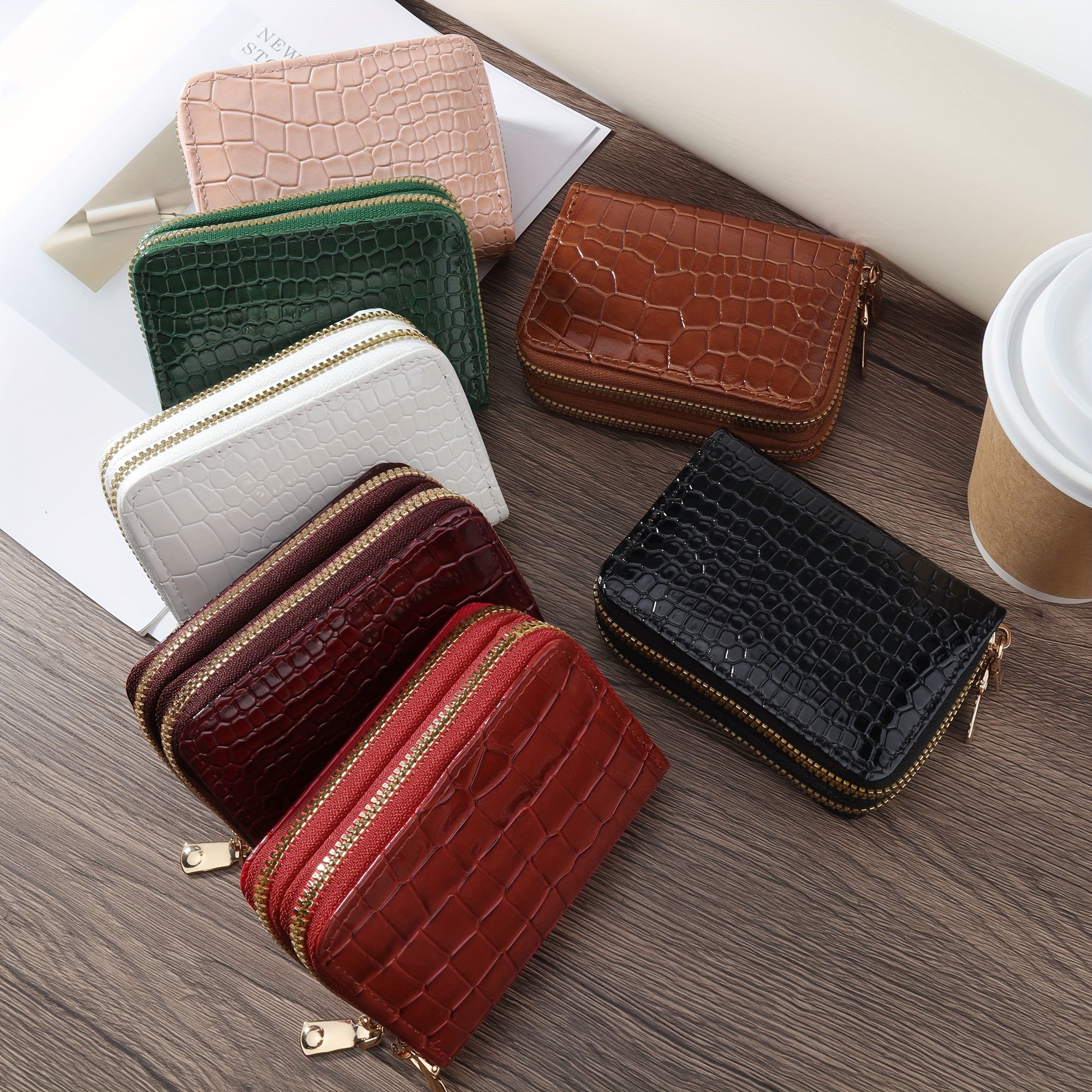 Large Capacity Faux Leather Zipper Wallet for Men and Women