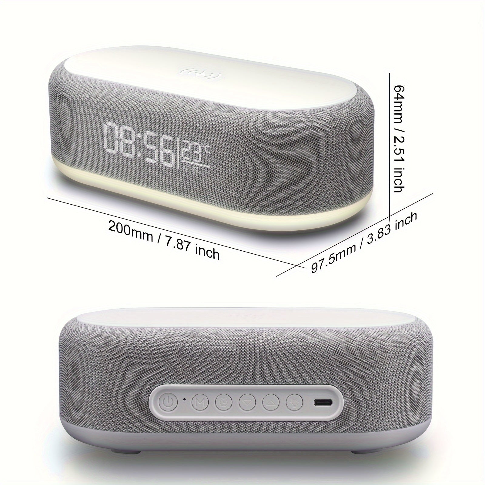 15W simsiz quvvatlash stantsiyasi, signalizator bilan soat, kechqurun chiroq va harorat ko'rsatkichi bilan, iPhone uchun