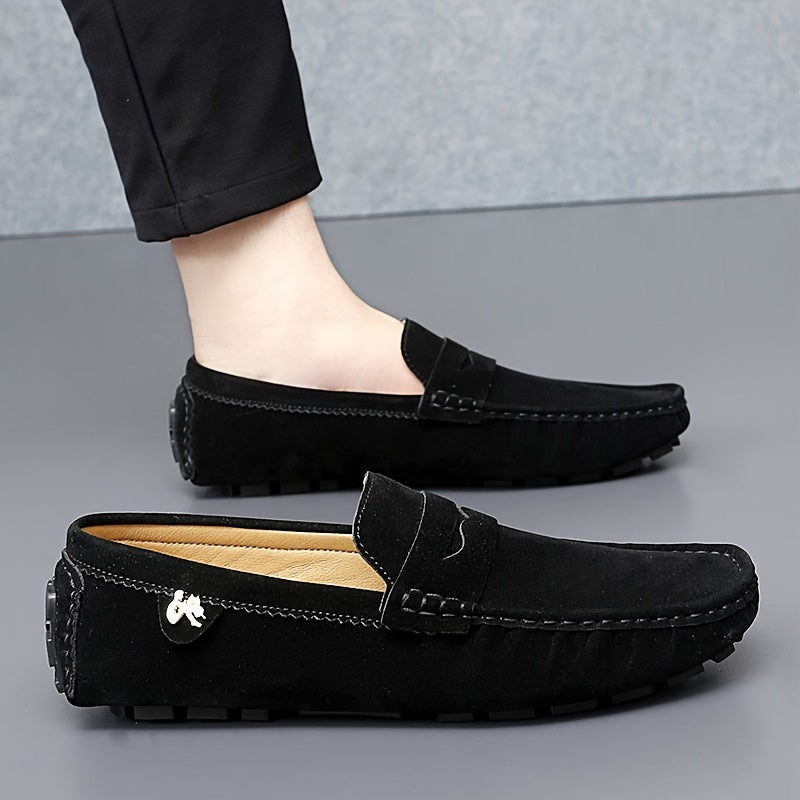 Microfiber Loafers Slip-On Solid Color Rubber Sole Casual Dress Wedding All-Season