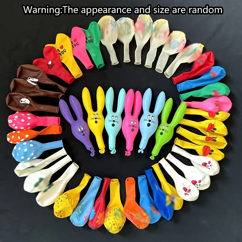 50-Piece Assorted Rubber Balloons Set for Parties and Celebrations