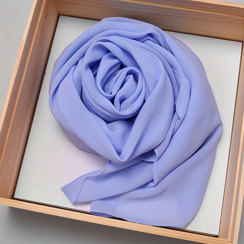 Women's Chiffon Hijab Scarf Long Shawl Lightweight Hair Wrap Solid Color