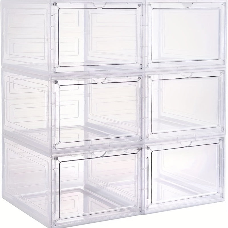 Transparent Plastic Shoe Storage Boxes with Doors Stackable Organizer for Bedroom Bathroom Office