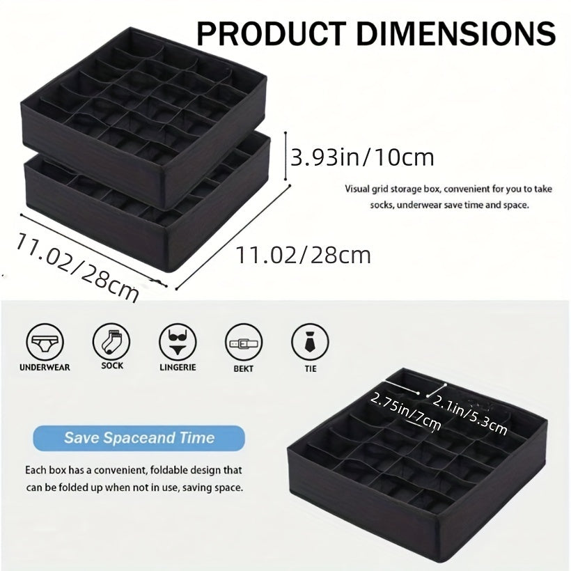 Органайзер для ящиков 24-клеточный тканевый контейнер для хранения нижнего белья, носок и одежды - легкий, складной дизайн с отдельными отделениями для легкой организации