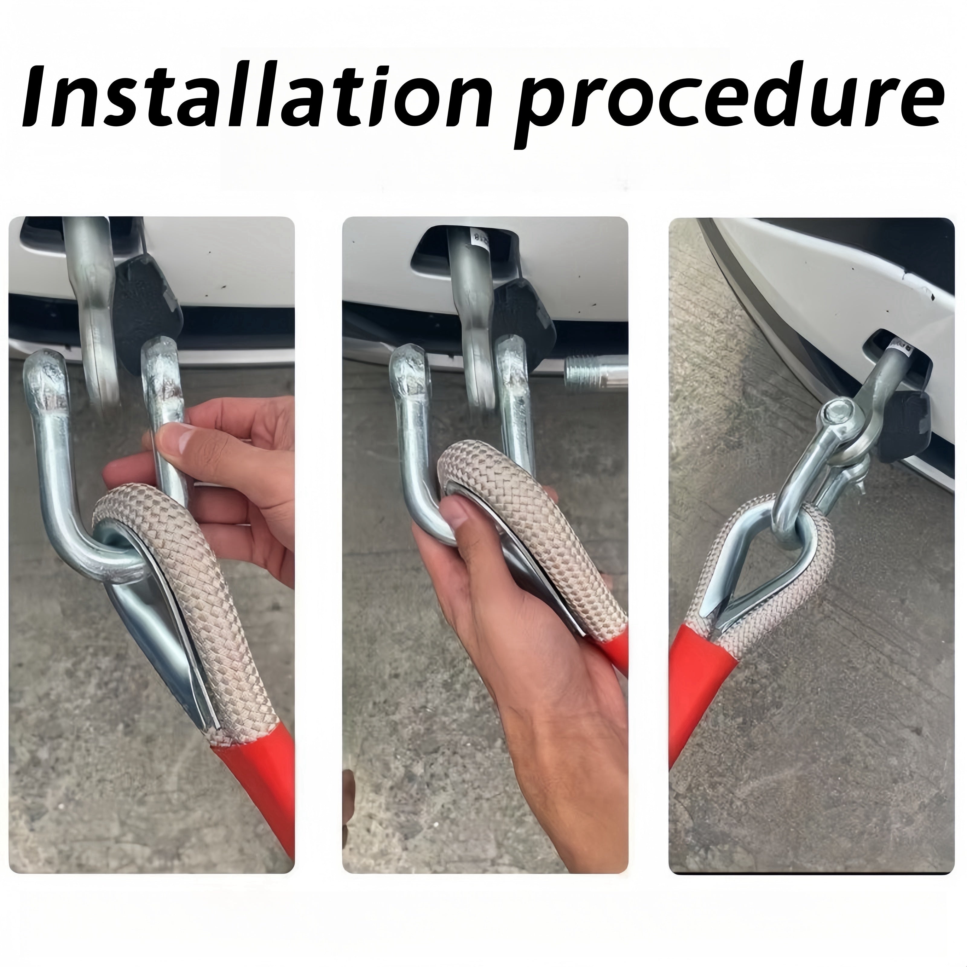 Cuerda de remolque de alta resistencia 5500 lb, recuperación de emergencia para coche, poliéster, gancho de acero reflectante