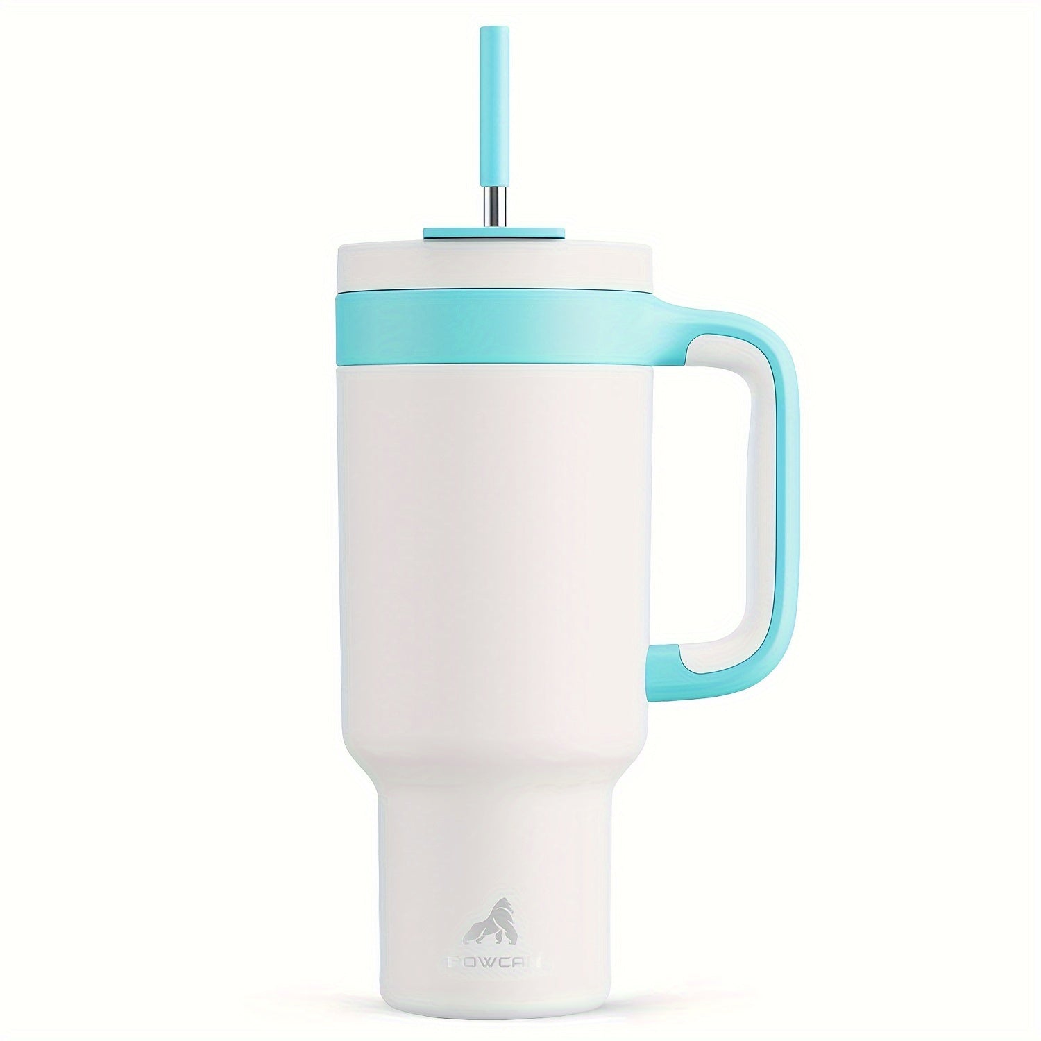 Vaso aislado de acero inoxidable de 40 oz con tapa y pajilla. Mantiene las bebidas frías por 34 horas y calientes por 10 horas. Ideal para exteriores.