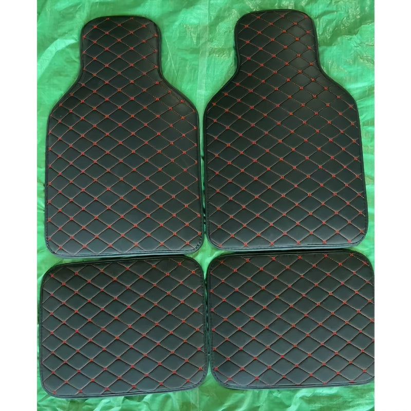 Universal Faux Leather Car Floor Mats Set of 4 Scratch Resistant Non Slip