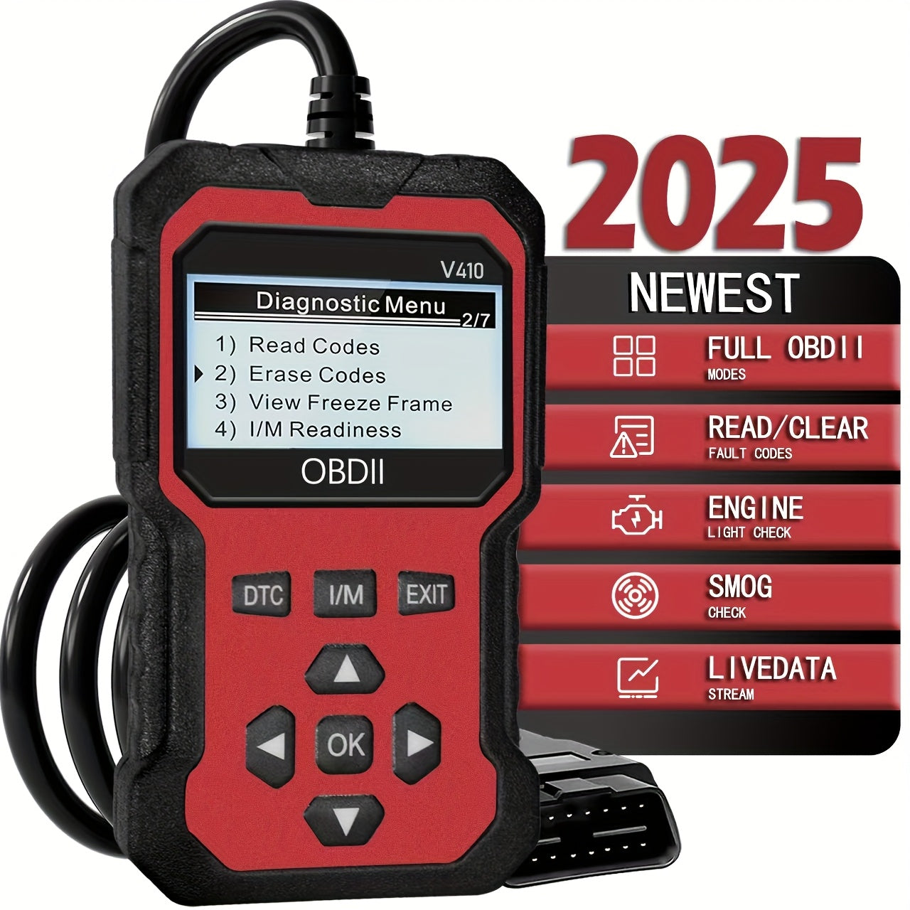 Universal OBD II skaner avtomobil dvigatelining nosozlik kodlarini o‘qish va diagnostika asbobi