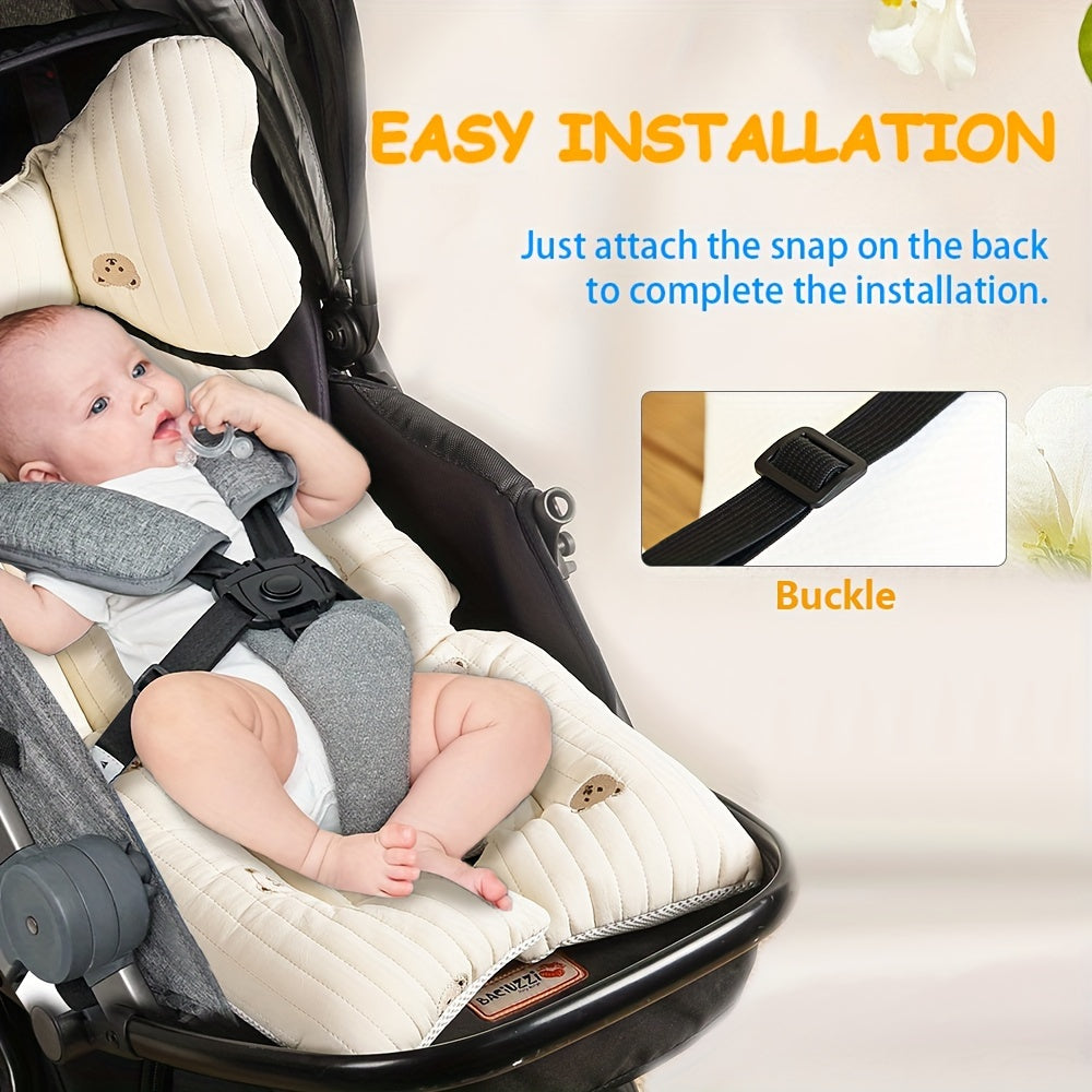 Мягкая полиэстеровая подушка для детских колясок и обеденных стульев в цвете слоновой кости.