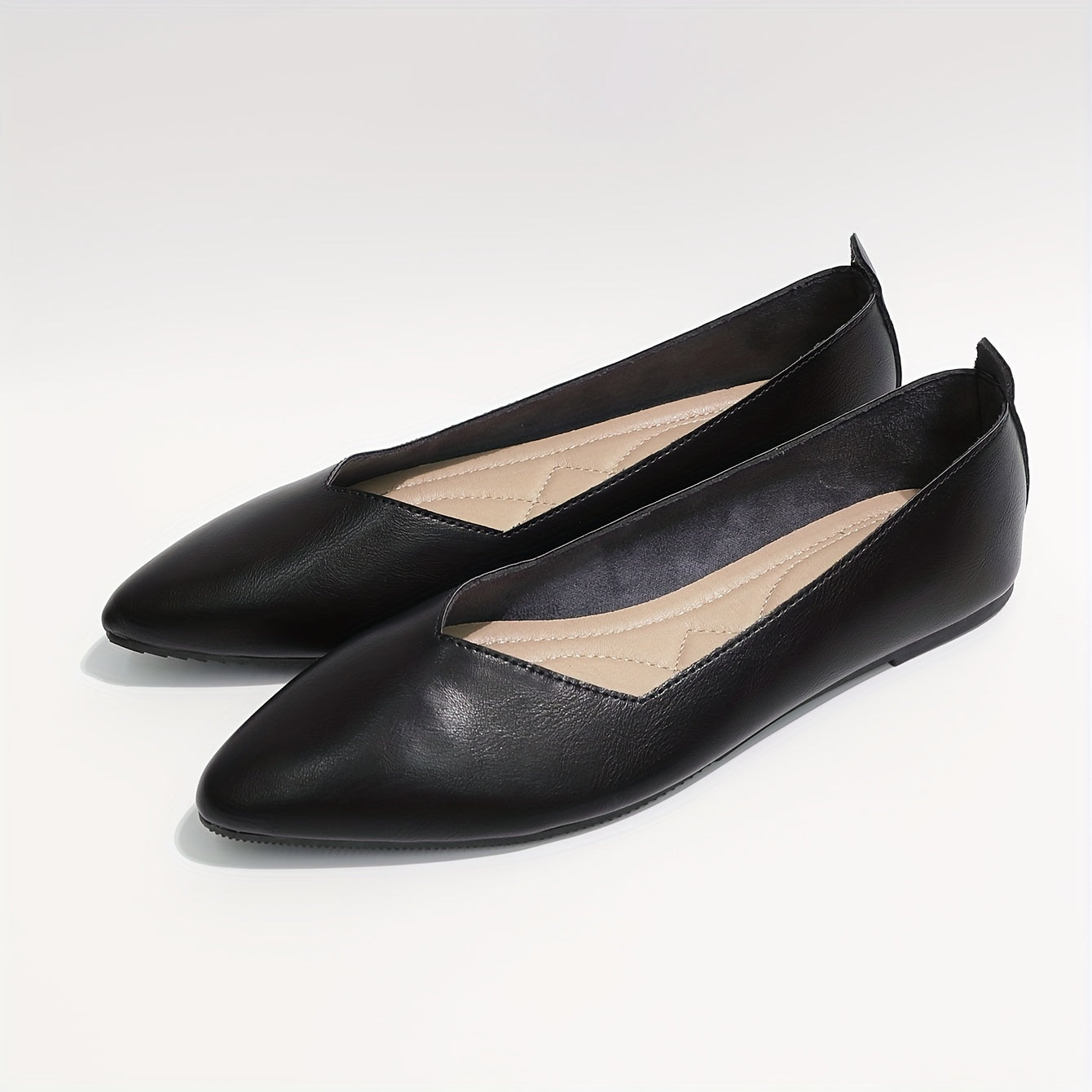 Women's Pointed Toe Ballet Flats Solid Color Slip-On Shoes Lightweight Comfort