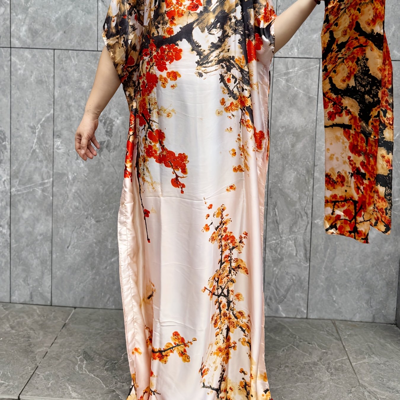 Women's Plus Size Maxi Kaftan Dress Flowy Floral Summer Beachwear