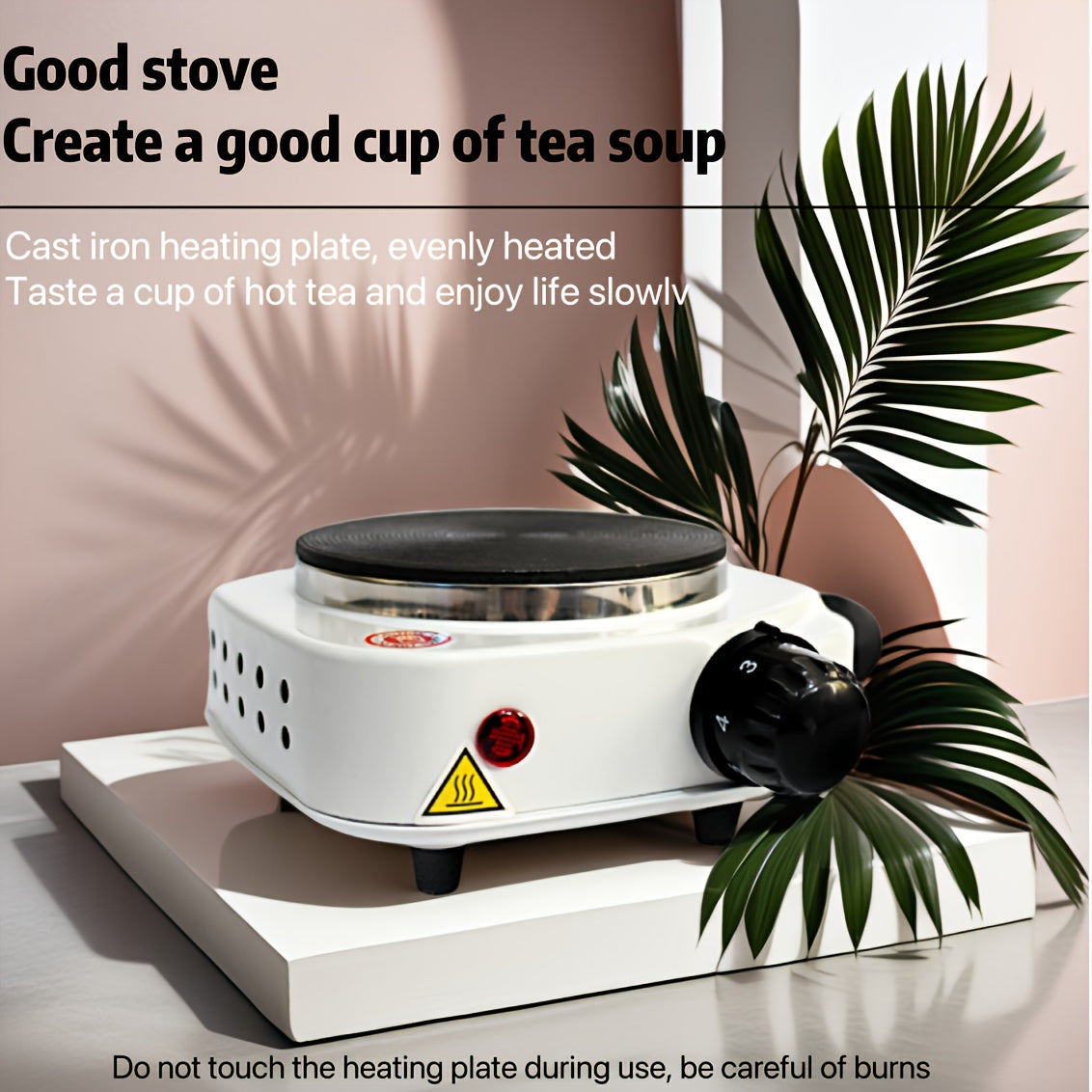 Электрическая обогревающая плита с чайником, чугунная плита, 5 уровней регулировки огня, компактная для дома и кемпинга, 220-240 В