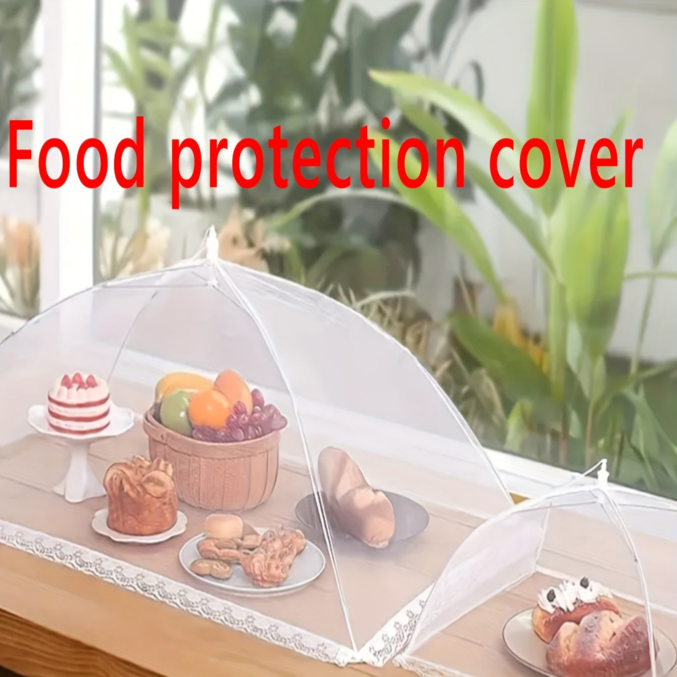 Foldable Insect-proof Food Cover Large White Dust-proof for Outdoor Picnics Camping