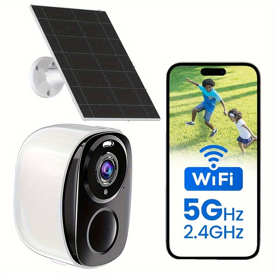 Cámara de seguridad solar inalámbrica 3MP FHD exterior WiFi detección de movimiento visión nocturna