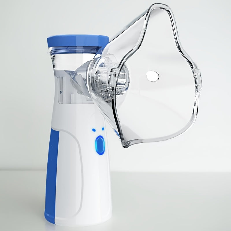 Portable Facial Steamer White and Blue Battery-Powered for Home Office Beauty Care