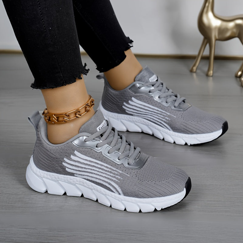 Women Solid Color Casual Sneakers Lace Up Breathable Soft Sole Plus Size