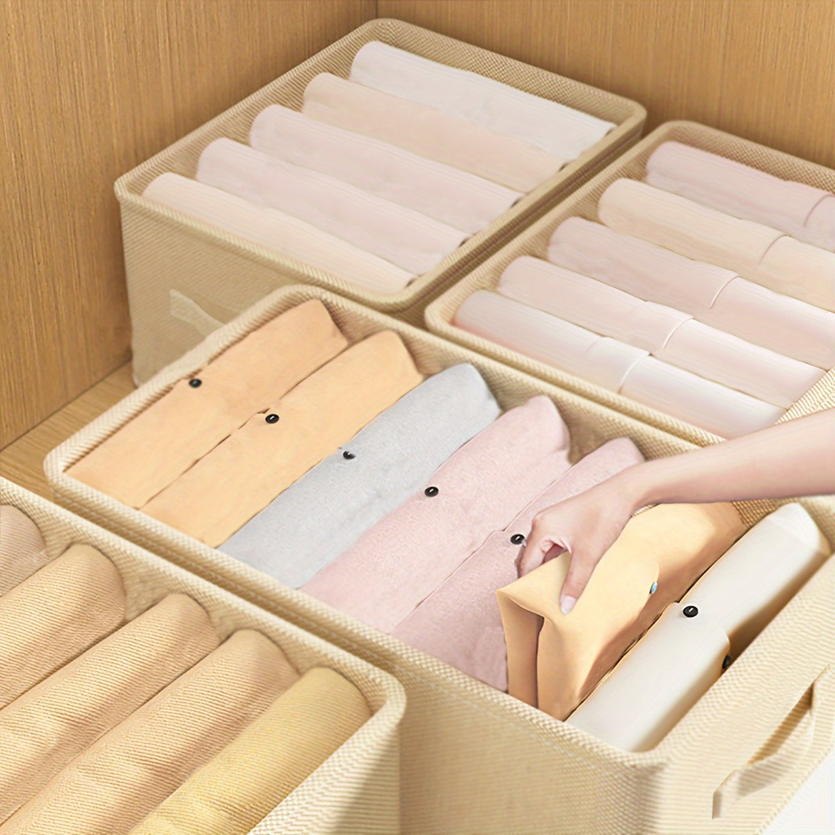 Organizador de ropa de tela plegable con almacenamiento en cajón para pantalones y prendas