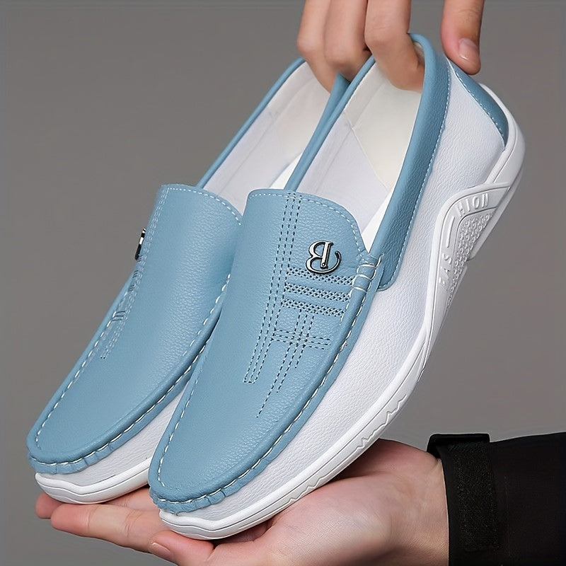 Men's Slip-On Loafers with Color Block Design Rubber Sole for Casual Business