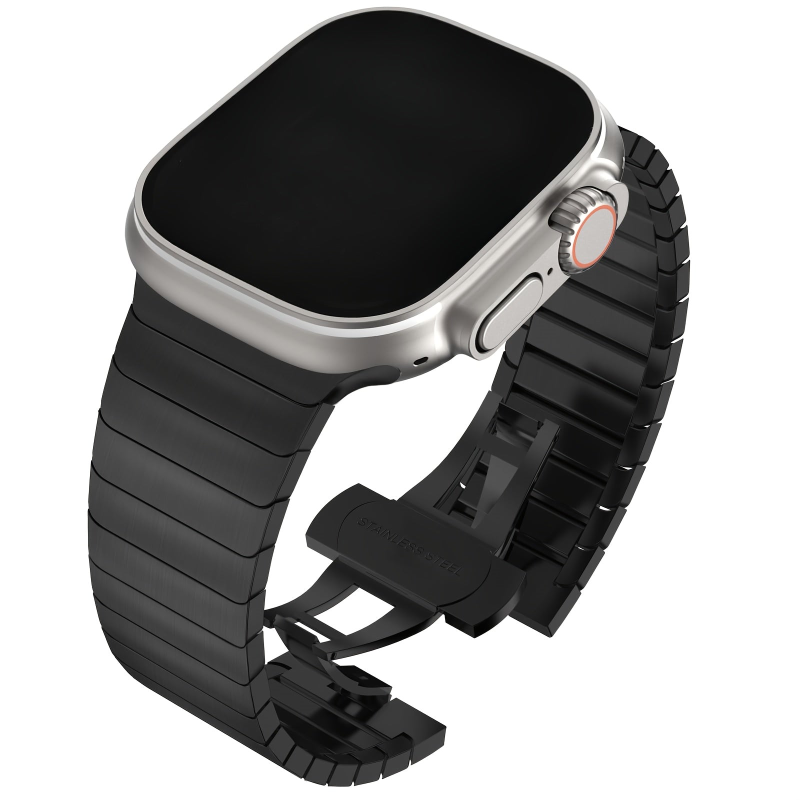 Men's Stainless Steel Watch Band for Apple Watch Series 1-9 and SE Ultra 40mm-49mm Metal Bow Buckle Strap