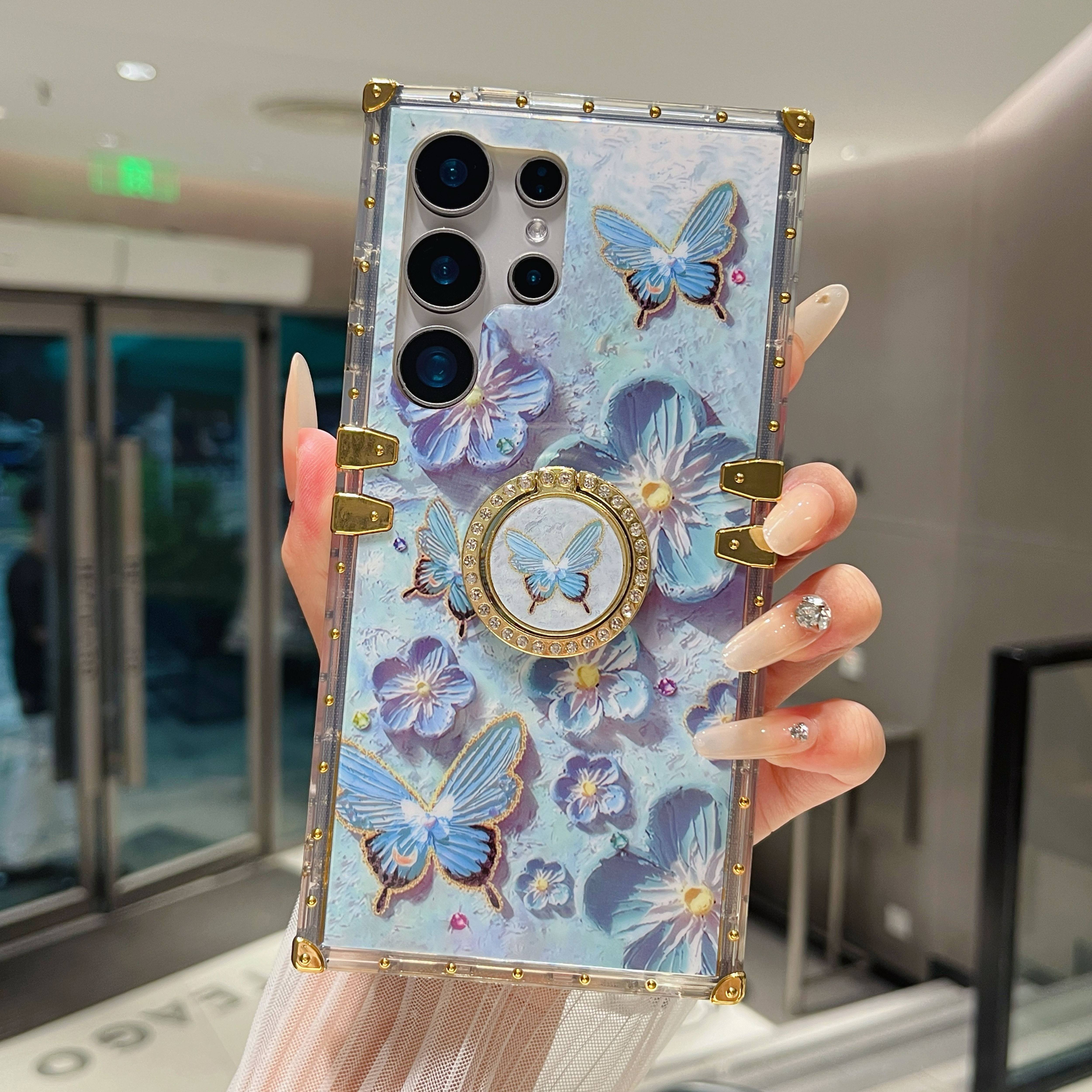 Vintage Oil Painting Flower TPU Phone Case with Ring Bracket for Samsung Galaxy S25 Ultra S24 Ultra S23 Ultra S22 Ultra S25 Plus S24 Plus S23 Plus S22 Plus S25 S24 S23 S22