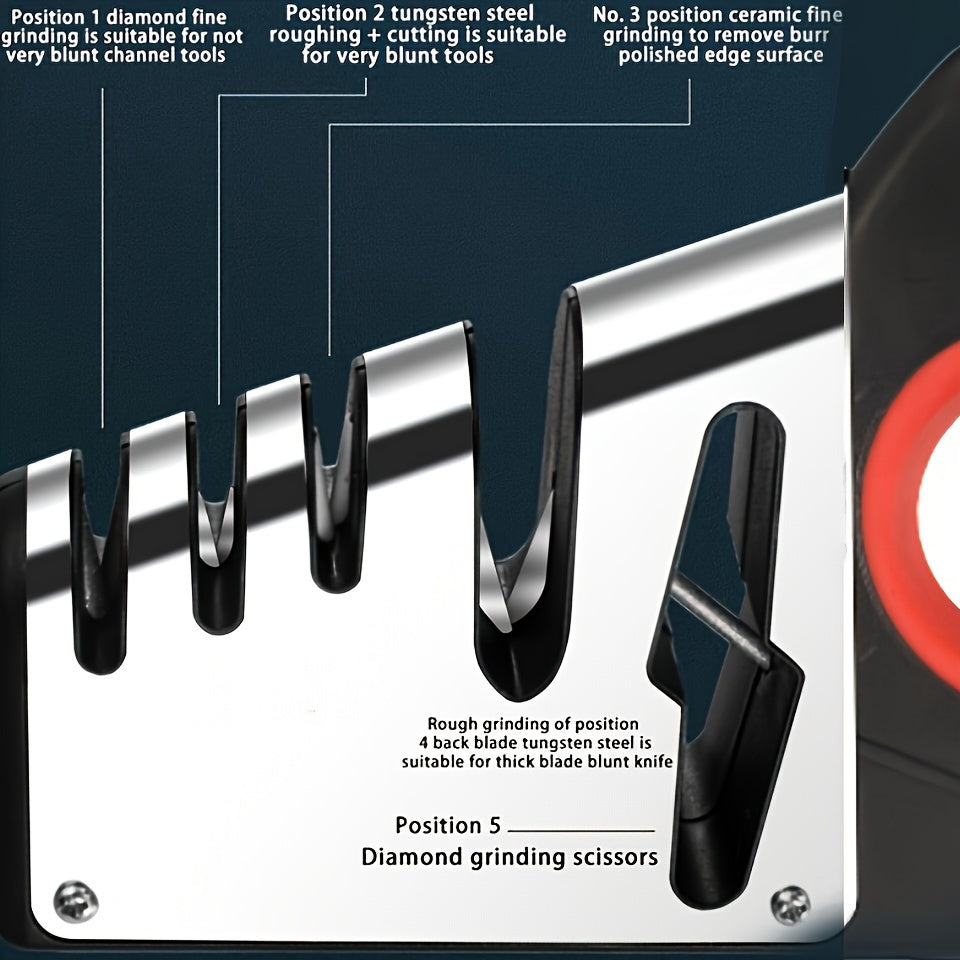 Multifunctional Kitchen Sharpener for Knives and Scissors with Sharpening Stone