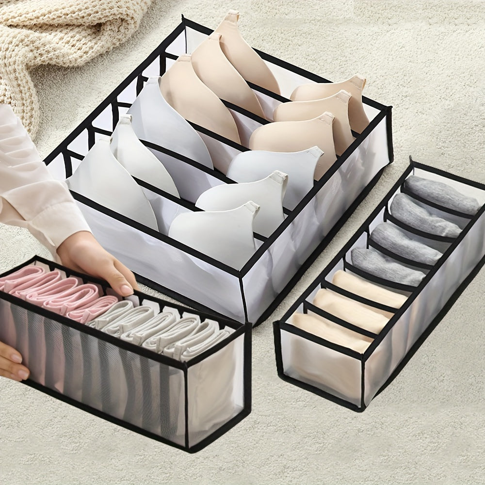 Juego de 3 bolsas de tela para almacenamiento de ropa interior y calcetines con organizadores de cajón plegables