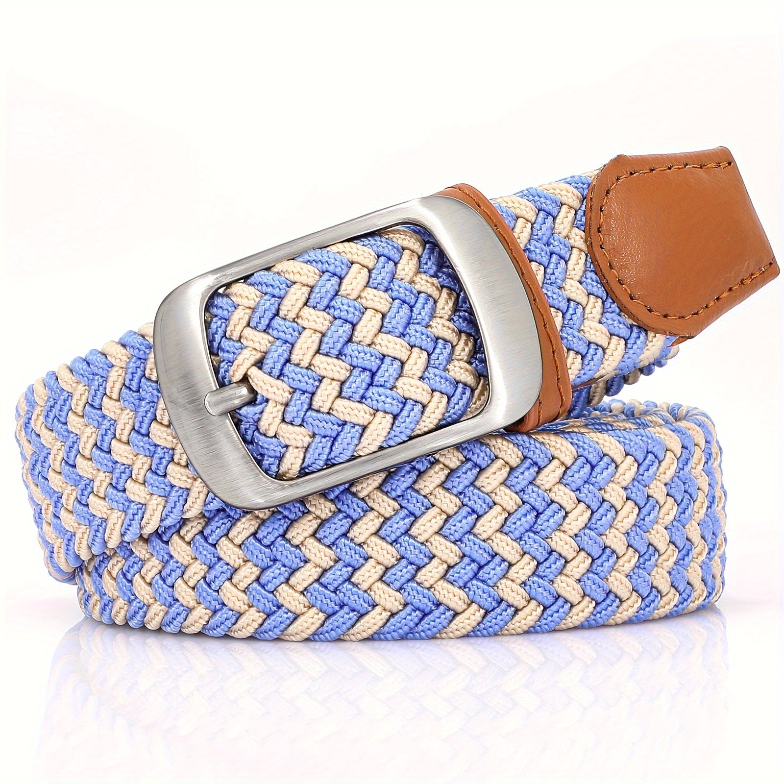 Unisex Solid Color Braided Belt with Pin Buckle for Casual Jeans
