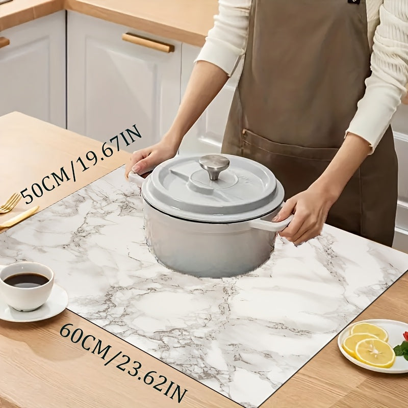 Super Absorbent Dish Drying Mat with Non-Slip Diatomaceous Earth Surface for Kitchen Countertops