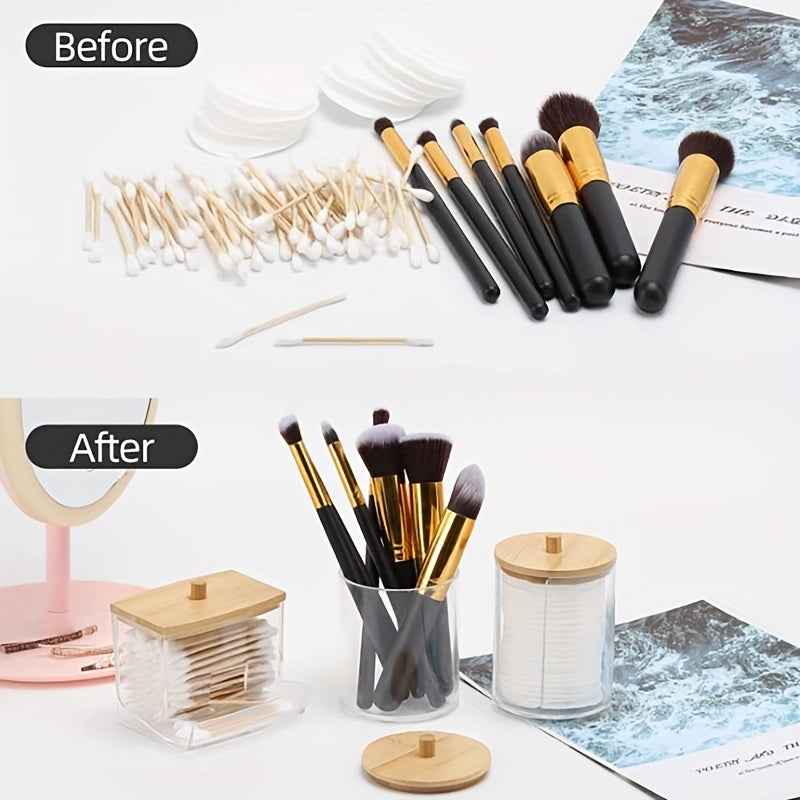 Набор для организации ванной комнаты 10OZ 7OZ Дозатор для ватных палочек с прозрачными крышками