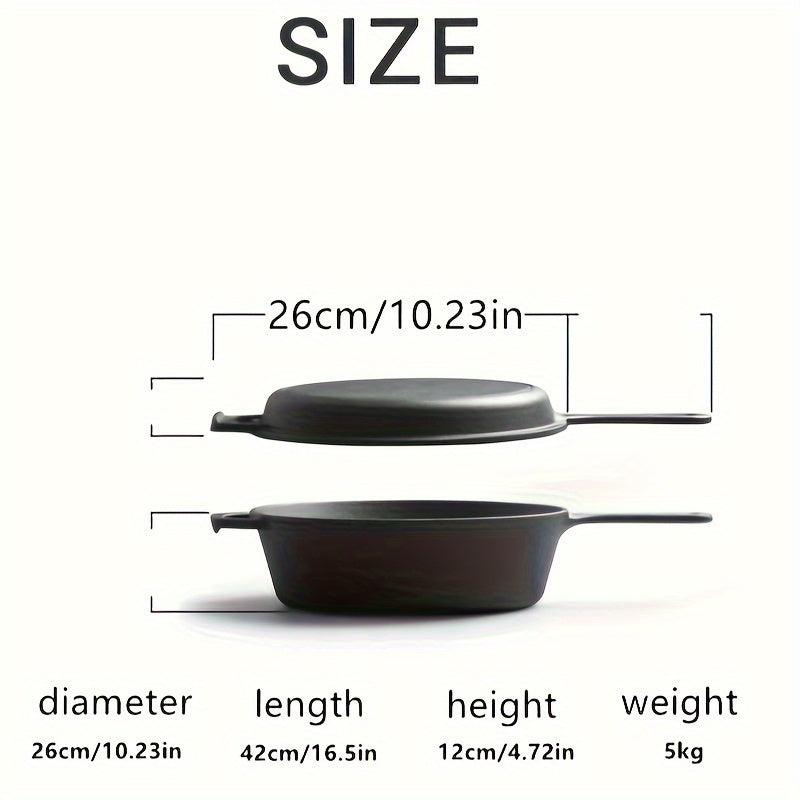 Ko'p funksiyali quyma temir qozon - Induksiya va gaz pechlari uchun mos, qovurish va qaynatish uchun mukammal, qoplamasiz qozon