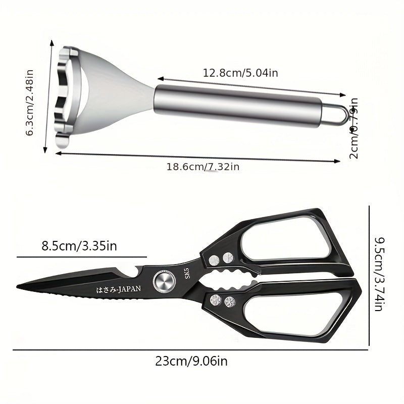 Japanese Style SK5 Kitchen Scissors Set Black Titanium Stainless Steel Multi-Functional Household Cutting