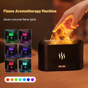 Universal Black USB Aromatherapy Humidifier with Flame Effect for Home Office