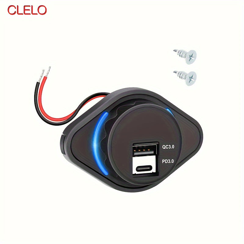 Car USB Power Socket Dual PD3.0 QC3.0 24W 12V 24V Type C Charger