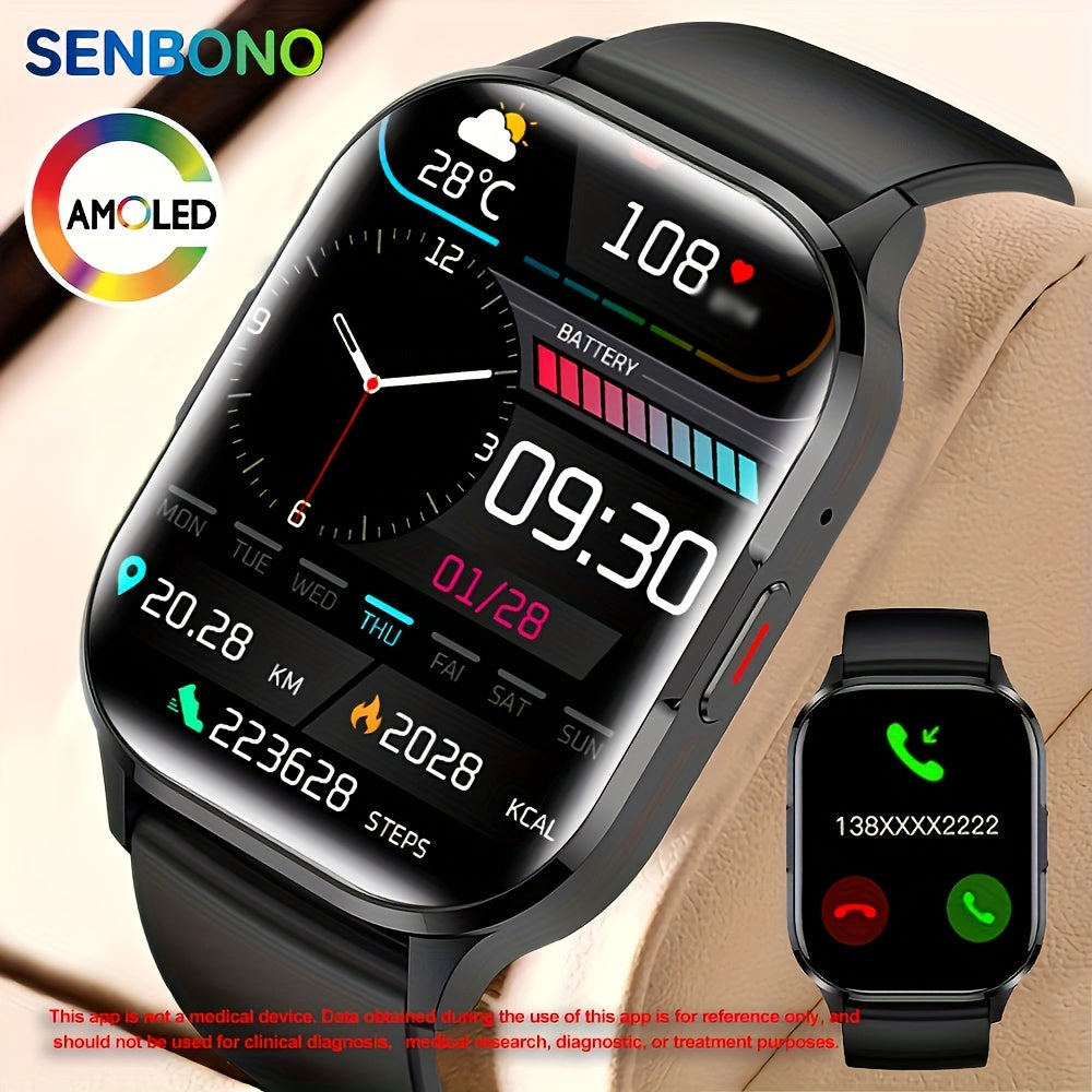 Men's AMOLED Smart Watch with Wireless Call Answer HD Display Sports Tracking