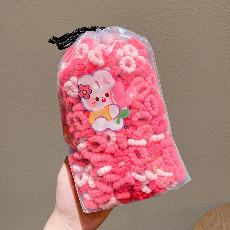 Paquete de 100 gomas de pelo elásticas para niñas, bandas de toalla de poliéster suave para uso diario