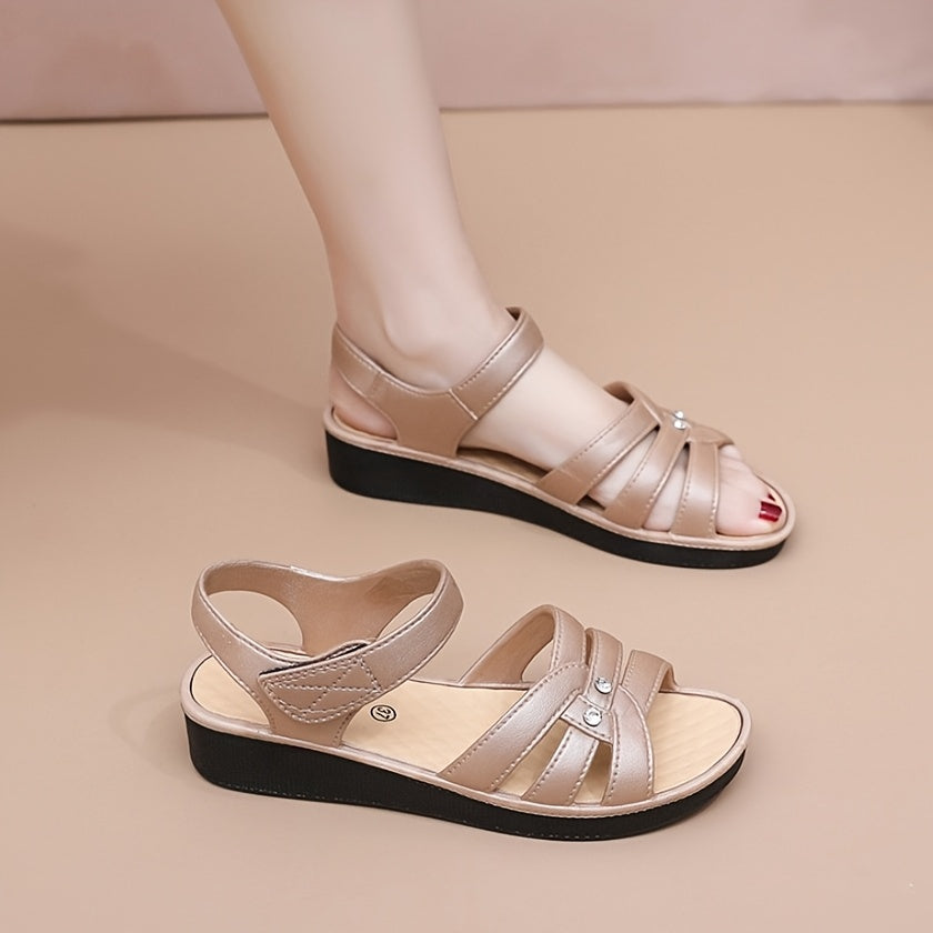 Ayollar uchun nafas oladigan EVA sandallari, ochiq barmoqli, tekis orqa qismi, sozlanadigan kamarlar, kundalik yozgi poyabzal