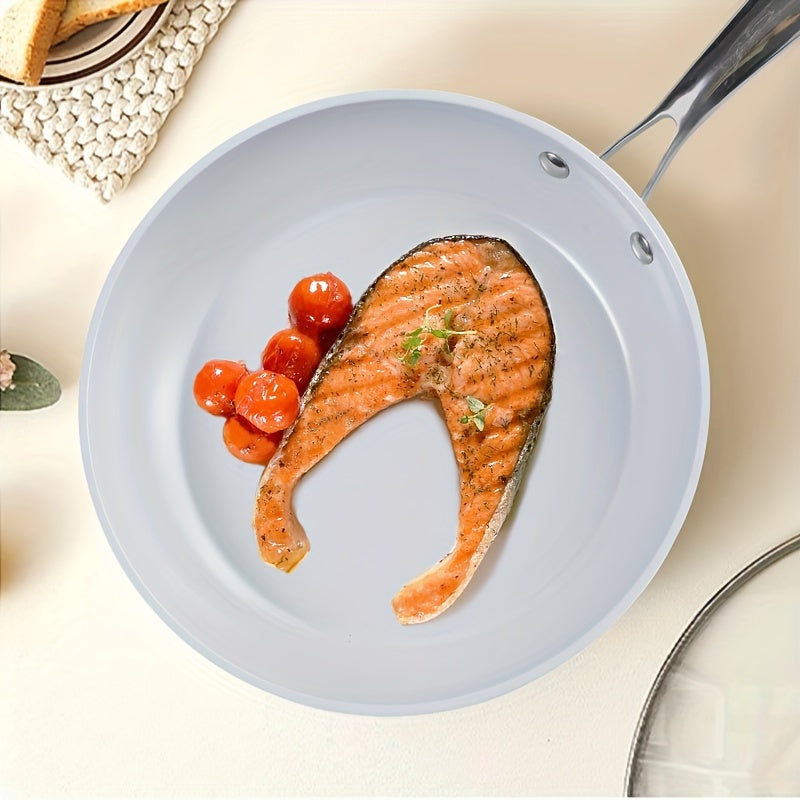 White Ceramic Wok Frying Pan Non-Stick Pressure-Proof Suitable for Gas and Induction Stoves