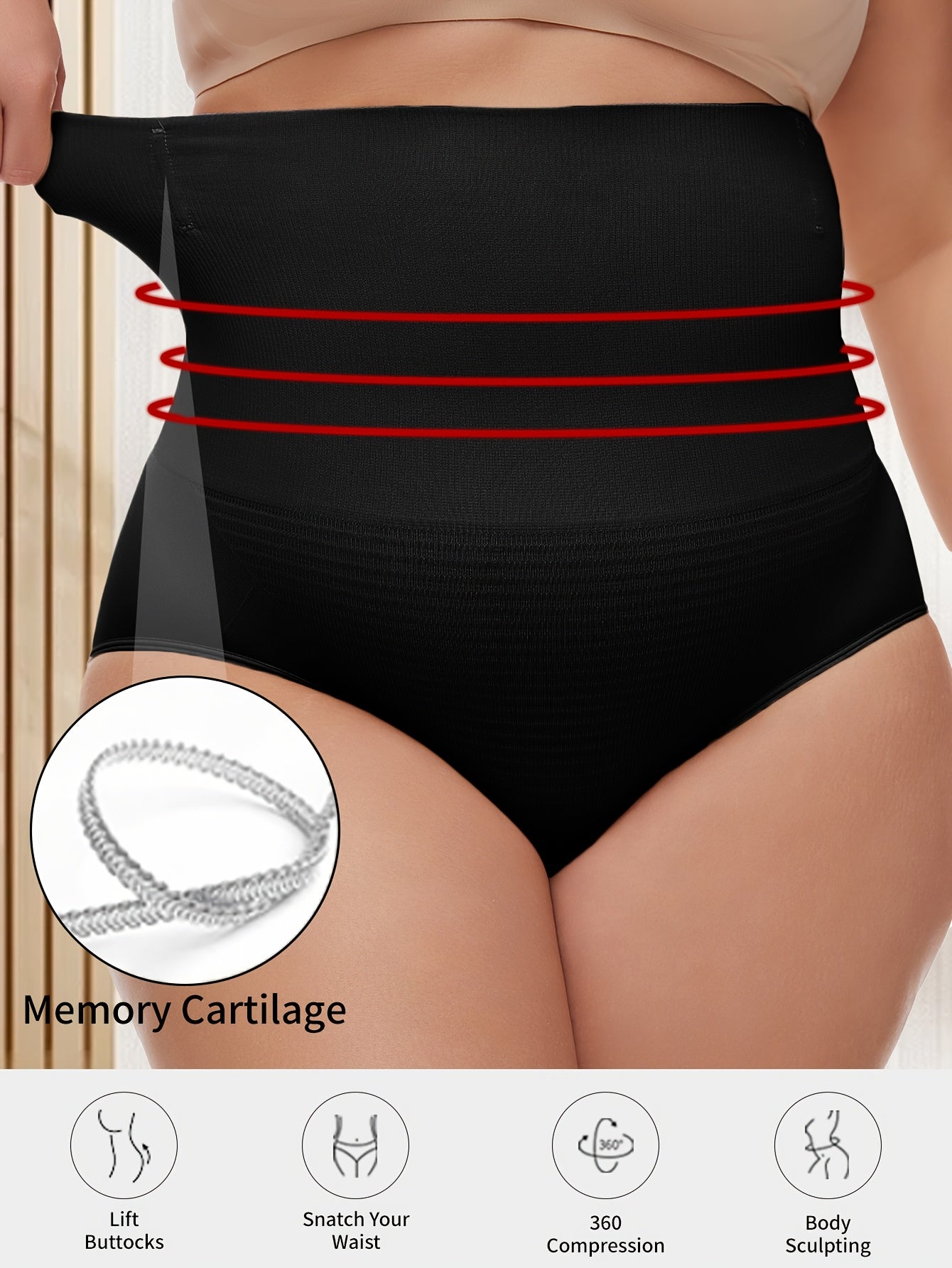 Women's Seamless Nylon-Elastane Shaping Panties Tummy Control Black