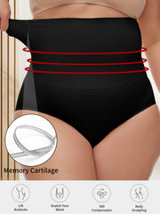 Women's Seamless Nylon-Elastane Shaping Panties Tummy Control Black