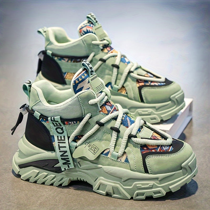 Men's Beige Chunky Sneakers for Autumn Winter Running Hiking Casual