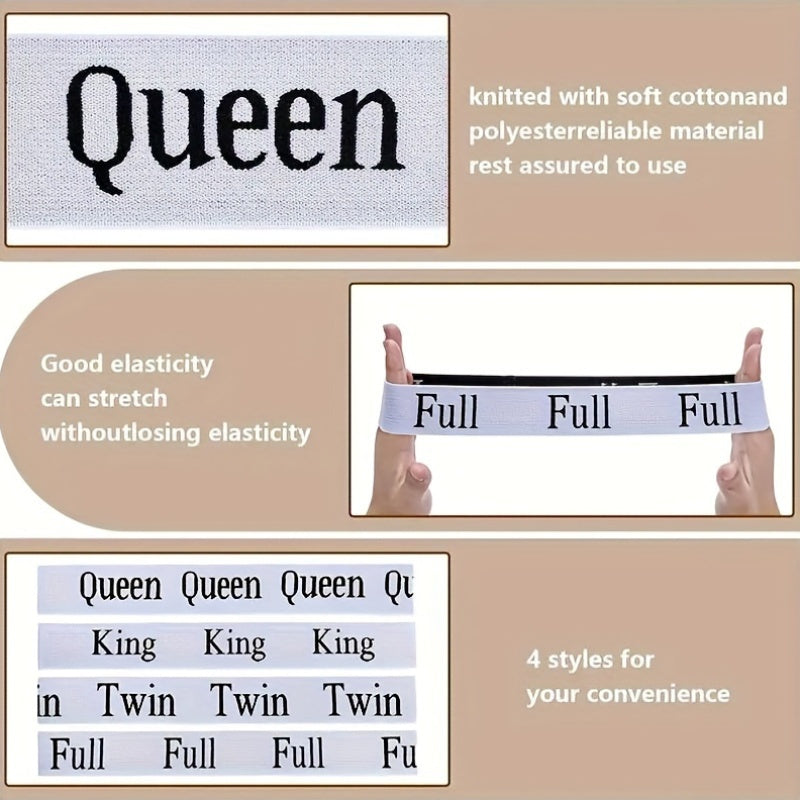 Set of 2 Polyester Bed Sheet Organizer Straps with Elastic Bands for King Queen Full Twin