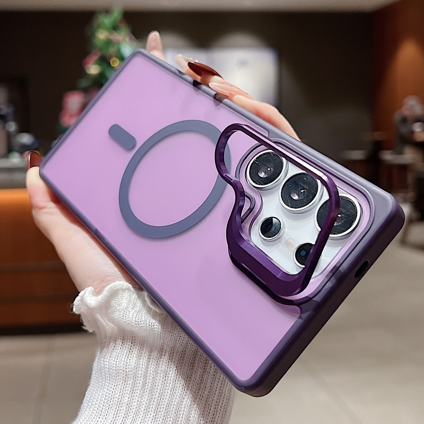 Samsung S25 Ultra Plus Magnetic Shockproof Lens Phone Case with Stand and Anti-Fingerprint Hard Cover