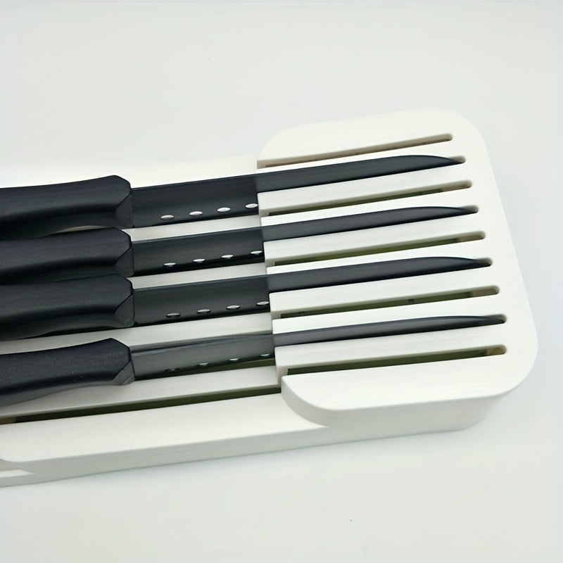 Организуйте свою кухню с помощью 1-секционного лотка для ножей — вмещает 9 ножей и помещается в любой ящик. Идеальное решение для хранения ножей!