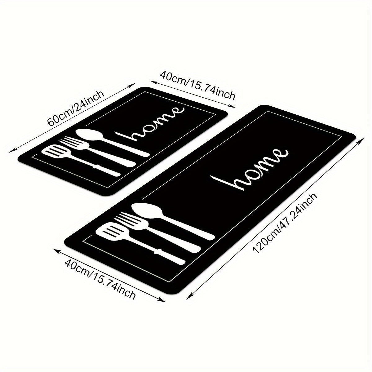 Kitchen Mat Anti-Slip Absorbent Washable Runner Rug for Hallway Laundry 2 Pieces