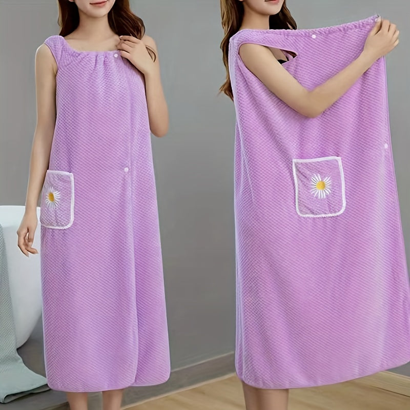 Adult Flower Pattern Bath Towel and Skirt Set Absorbent Quick Dry Sauna Towel