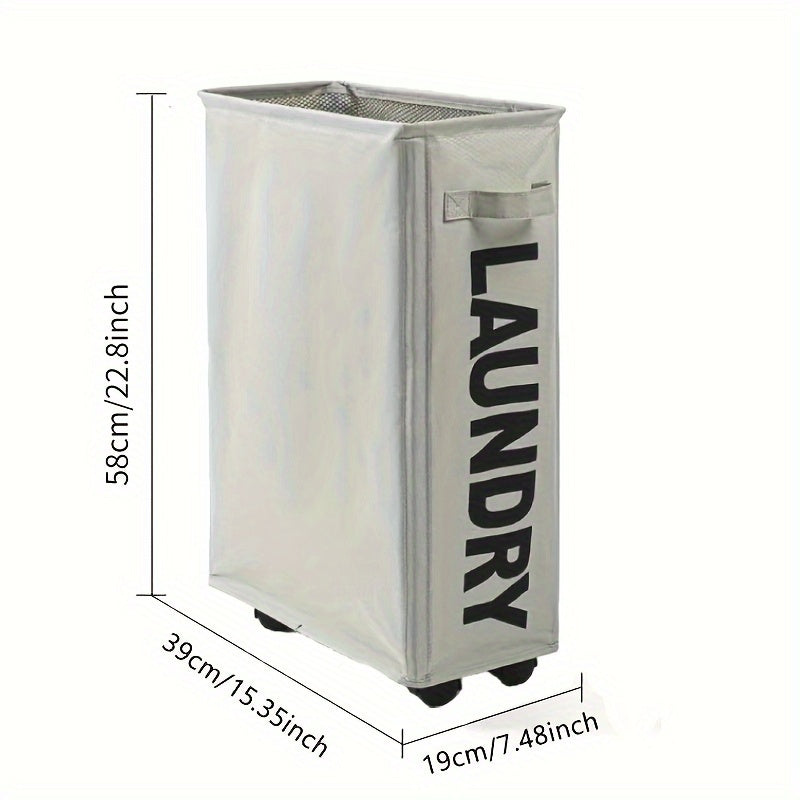 Qo‘l va g‘ildiraklar bilan yig‘iladigan kir yuvish savati 55.88cm, uy-joyni tartibga solish uchun