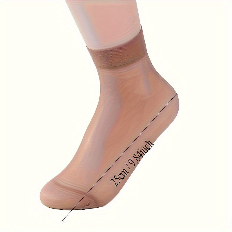 Yozgi ayollar uchun 10 juft ipak paypoqlar, ingichka to'qilgan matodan tayyorlangan, anti-oshqozon va ko'rinmas. Qora, kulrang va och bej ranglarda mavjud. 100% ipakdan tayyorlangan va og'irligi 2g/m².