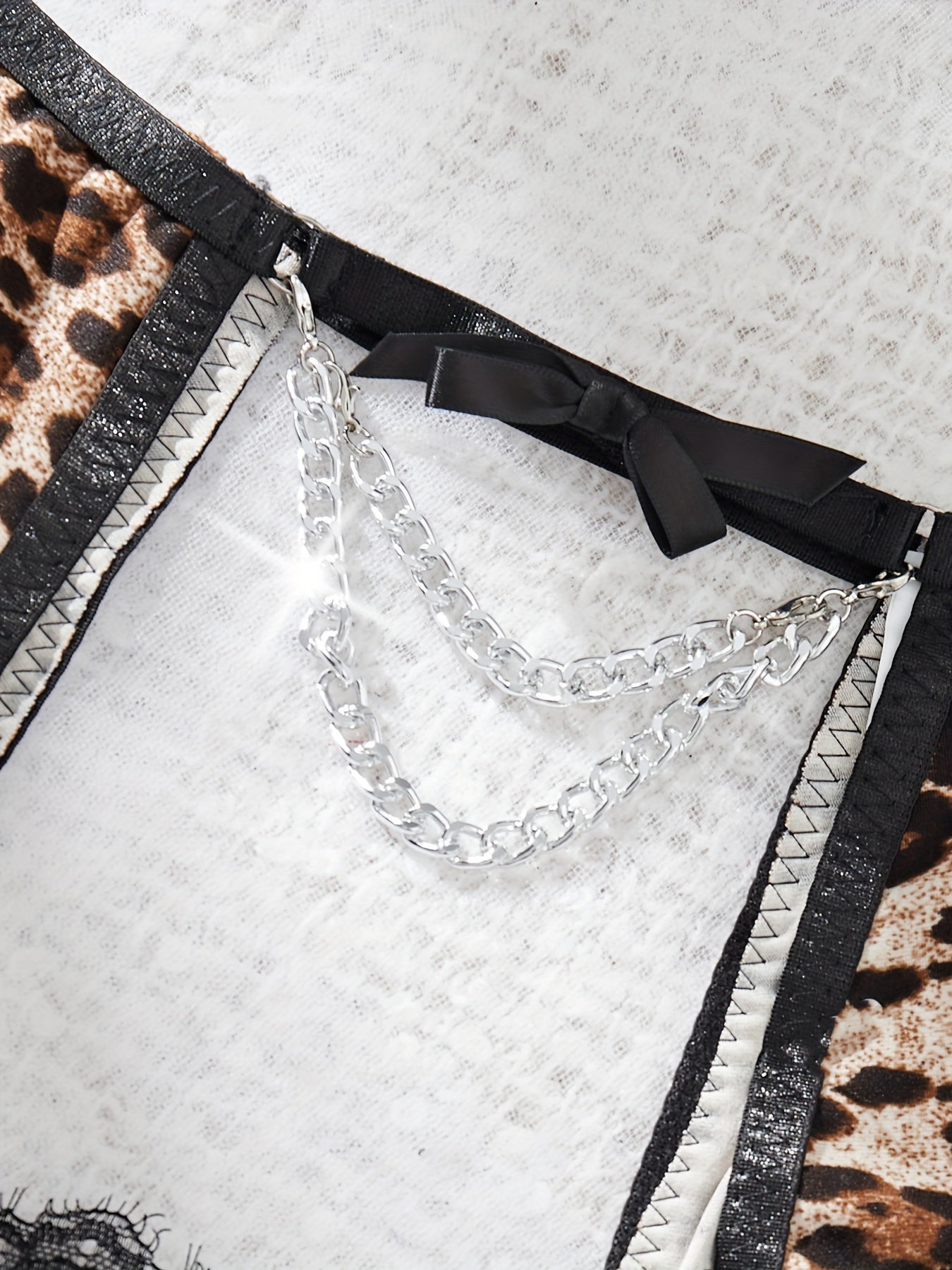 Leopard Print Lingerie Set with Thin Shoulder Straps Bra and Panty for Women